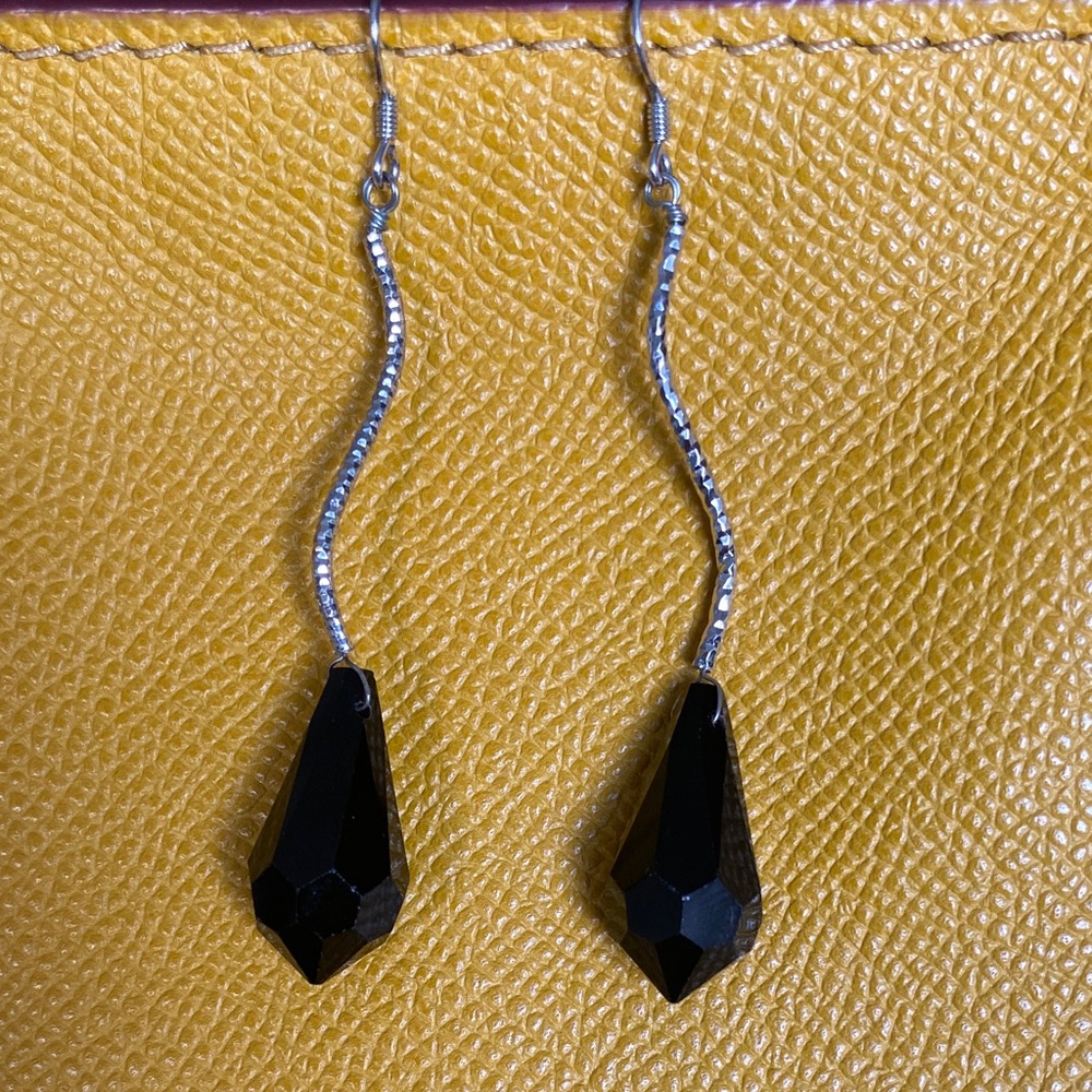 Sleek Black Teardrop Earrings